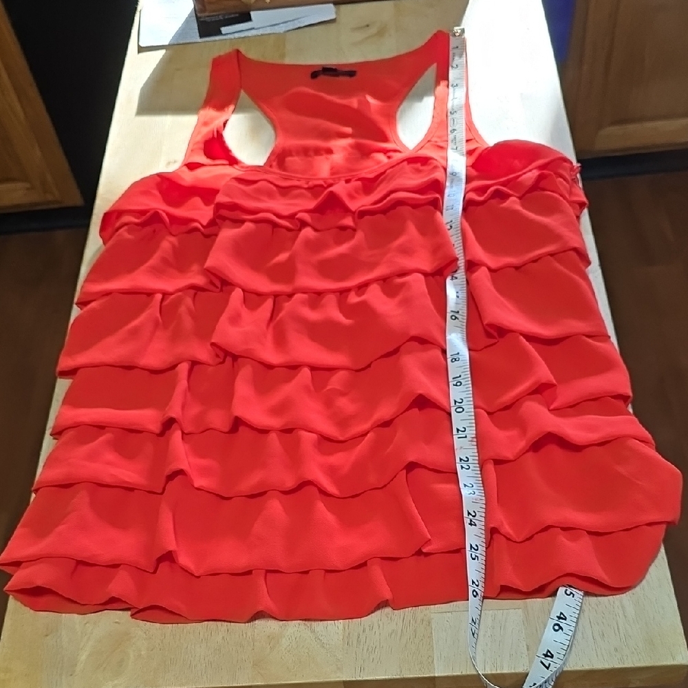 Double Zero Red Ruffled Sleeveless Tank Top